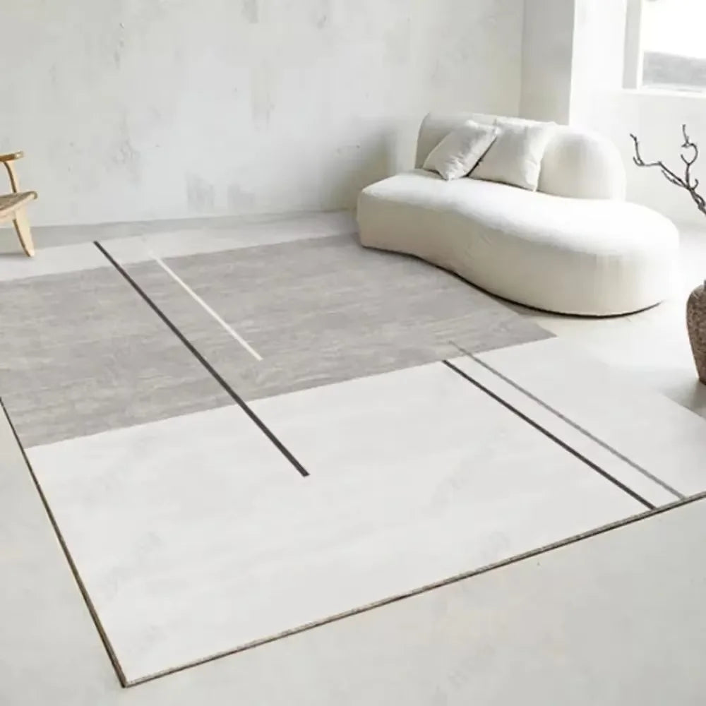 VIKAMA Flannel Carpet Modern Light Luxury Living Room Mat Bedroom Bedside Rug Simple Mat Large Rug Non-slip Washable Home Decor