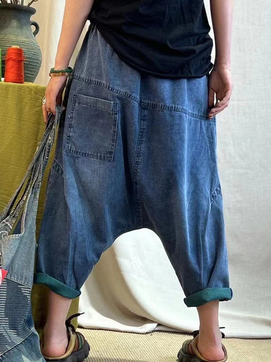 AmaxluluE 2025 Summer Ladies Chinese Loose Cross Pants Womens Luxury Casual Harajuku Jeans Ladies Classic Vintage Denim Trousers