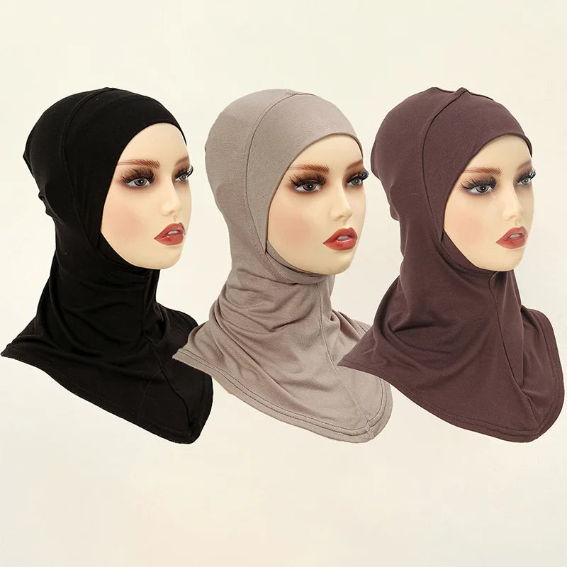 3PCS Muslim Inner Cap Hijab For Women Solid Underscarf Hijab Undercap Scarf Turban Hat Islamic Hijabs Ready To Wear Headcover