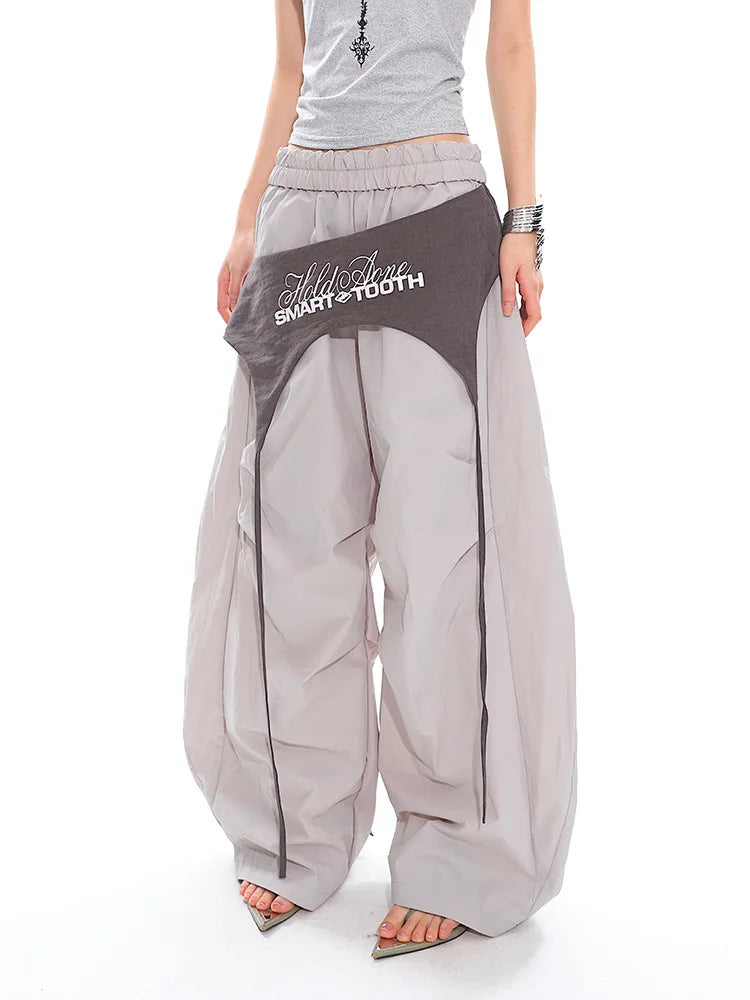 Women Y2K Wide Leg Cargo Pants 2026 Spring Cross-layer Straps Casual Hip Hop Dance Streetwear Trousers Baggy Vintage Fashion