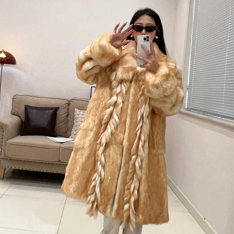 2026 New Elegant Winter Natural Rabbit Fur Coat Jacket Real Leather Fur Women's Fringe Tassel Clothing Female Outerwears