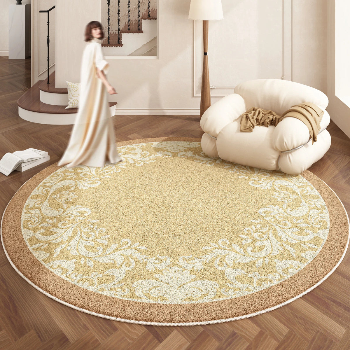 European Style Rugs for Bedroom Home Fluffy Soft Floor Mat Thicken Plush Living Room Decoration Round Carpet Washable Lounge Rug