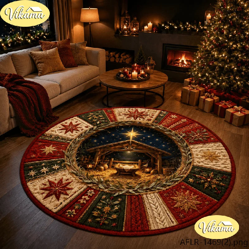 New Year's Christmas Tree Decorative Rug, Soft and Comfortable Living Room Fireplace Carpet, Bedroom Floor Mat, Home Decor