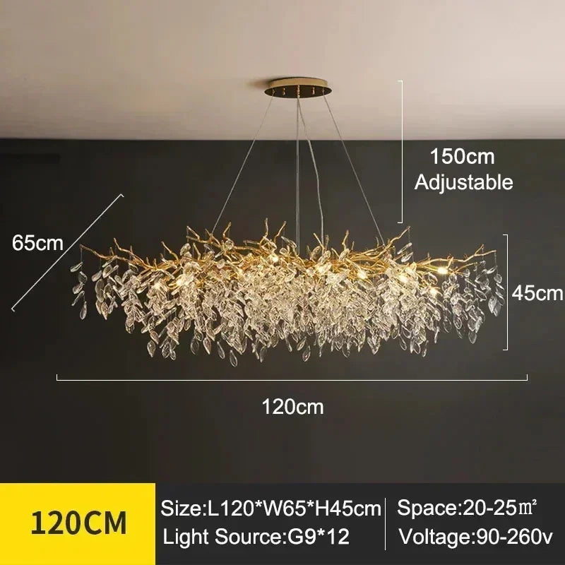 Luxury Modern Crystal Ceiling Chandelier Led Pendant Lamp Dining Table Living Room Bedroom Home Decor Wall Hanging Light Fixture
