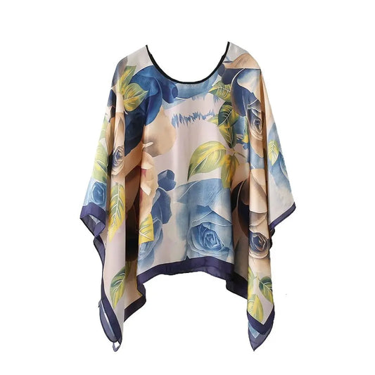 Shawls Summer Beach Sexy Women Fashion Print Chiffon Smock Bikini Cover Up Loose Blouse Sunscreen Comfortable Poncho