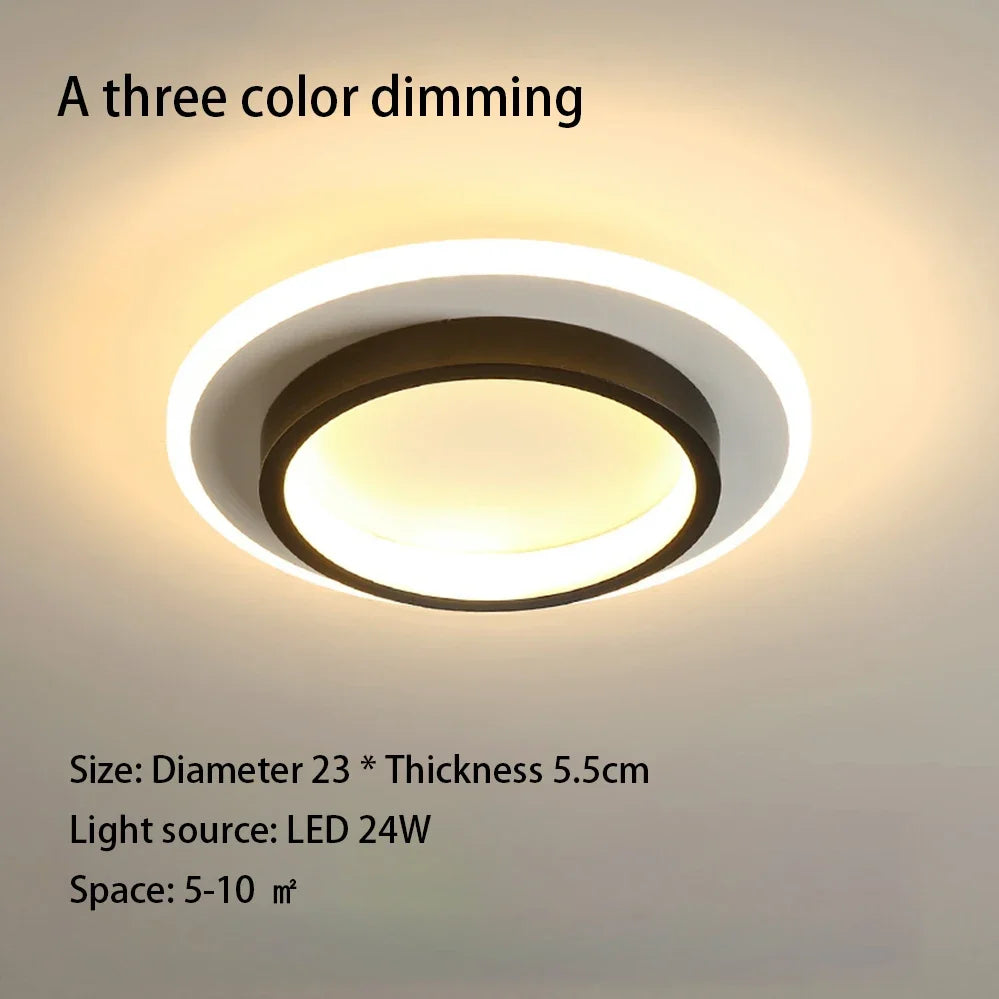 Modern 3 Color Temperature LED Ceiling Lamp Baked Enamel Many Styles Hallway Lamps Balcony Lights Bedroom Living Room 90V-260V