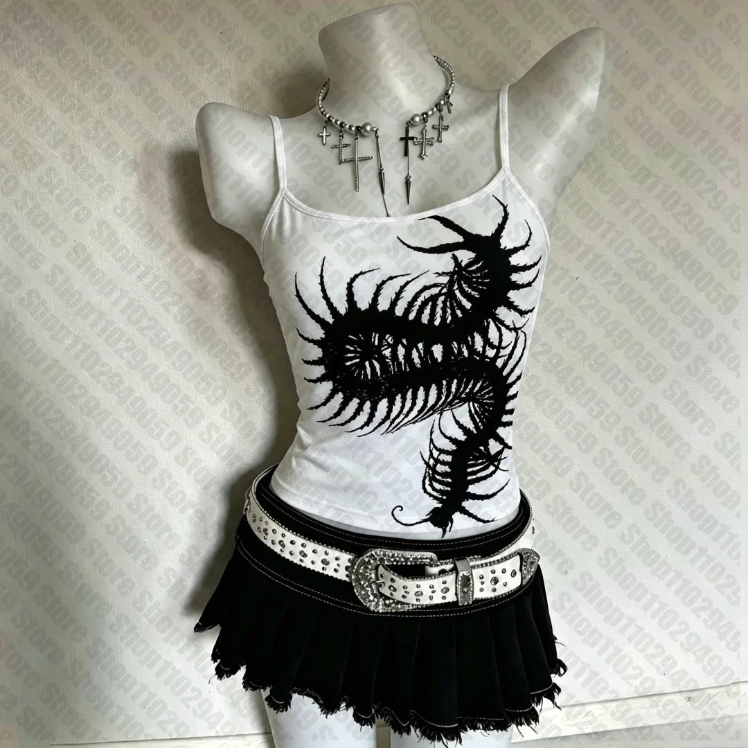 Woman Clothing Trashy Y2k 2000s Tops Grunge Clothes Y2k Vintage Top Crop Top Women Aesthetic Cute Tops With Suspenders Harajuku