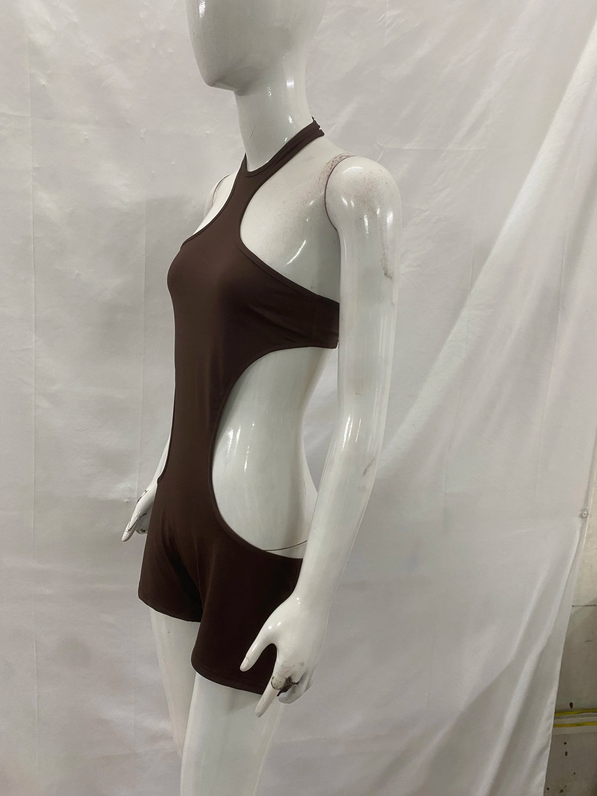 New Arrival: European and American Style Women's Sexy Halter Neck Backless Tight-Fitting Hollowed-Out Bodysuit, Solid Color Top
