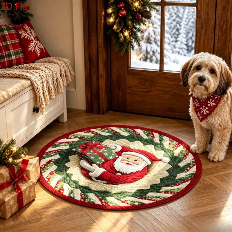Christmas Day Rugs for Bedroom Anti-slip Bedside Red Rug Round Living Room Decoration Waterproof Carpet Washable Study Floor Mat