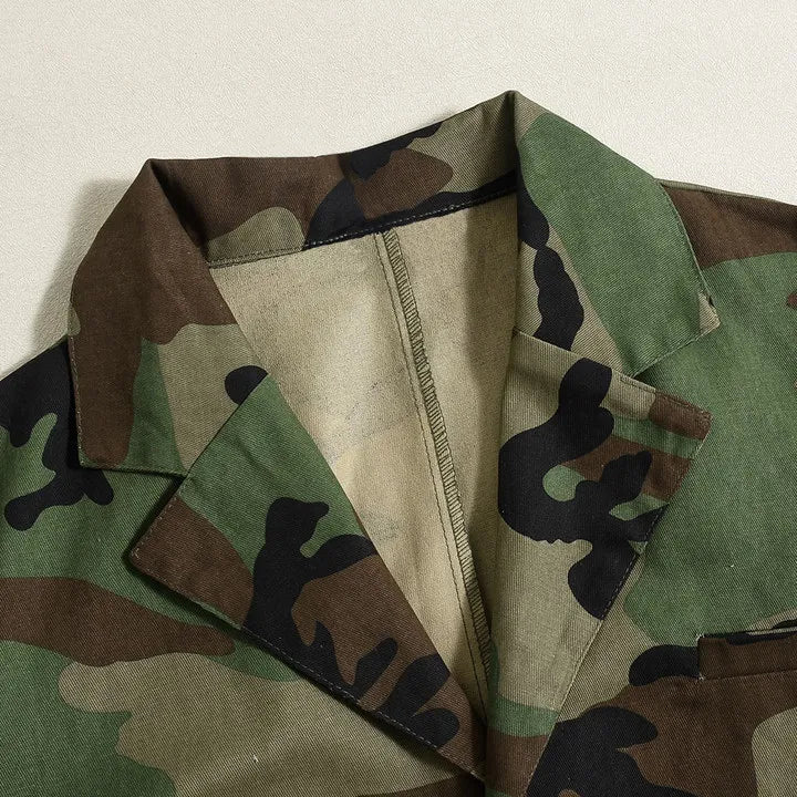 Women Camouflage Coats Belted Jacket Long Sleeves Notch Lapel Collar Single Breasted Slim Streetwear Casual 2025 Spring Autumn