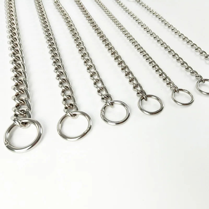 Seamless 304 Stainless Steel Dog Choke Collar Slip P Chain - Adjustable Heavy Duty Training Collar for Small Medium Large Dogs