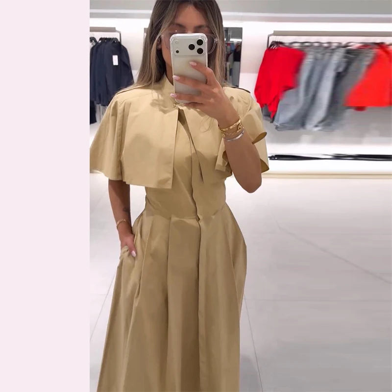 Cape Shawl Women's Trench Coat Turn Down Collar Single Breasted Windbreaker Jacket Long Casual Street Autumn Daily Outerwears