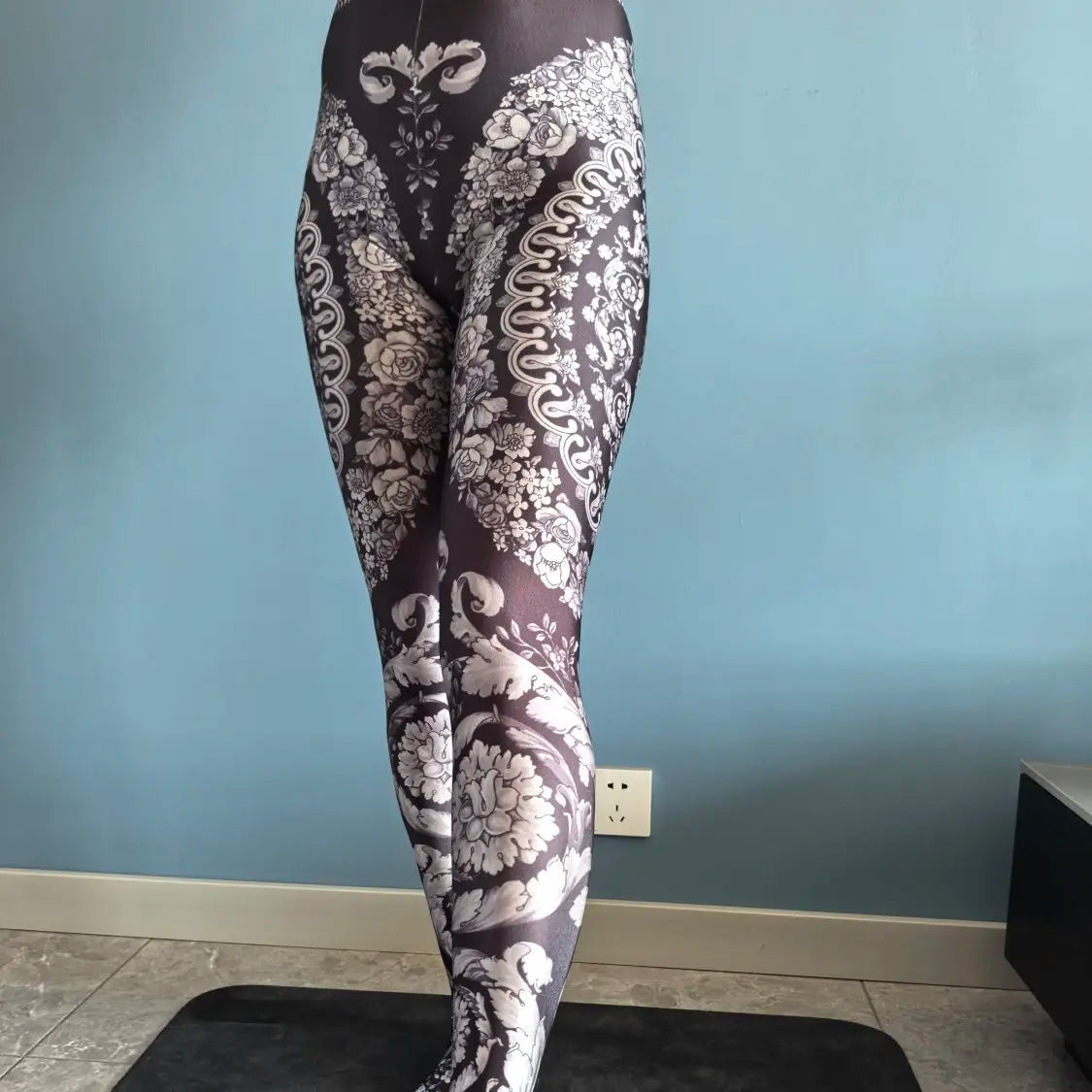 No elastic leopard print seam high waist tights yoga pants Plus size women sports tight leggings