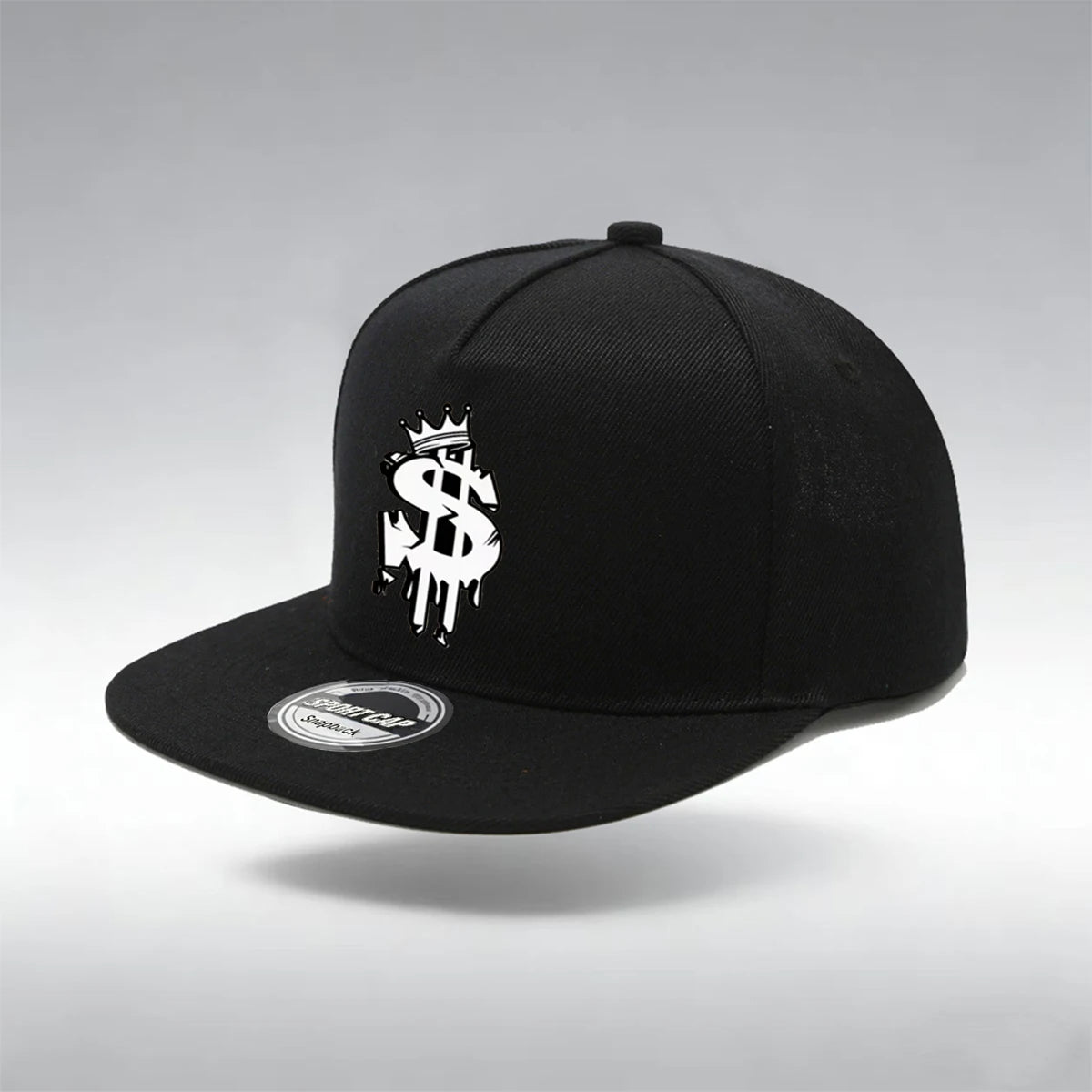 1/2PC Men's Hip Hop Snapback Cap, Graffiti Dollar Crown Print Flat Bill Baseball Hat, Adjustable