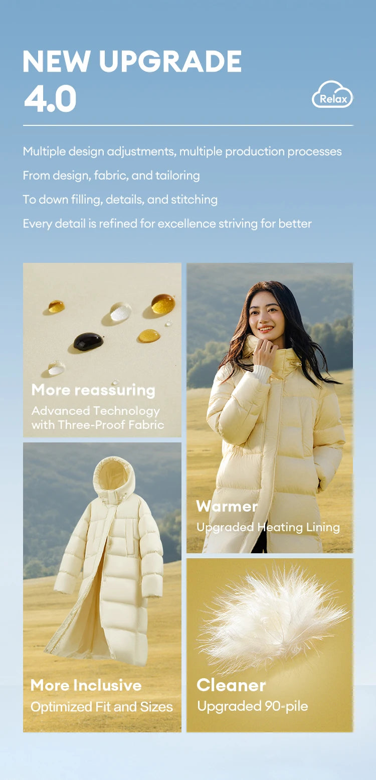 Semir Down Jacket Women Long Length Waterproof Coat 2026 Fashion Winter New Loose Hooded Coat Simple Down Jacket Woman
