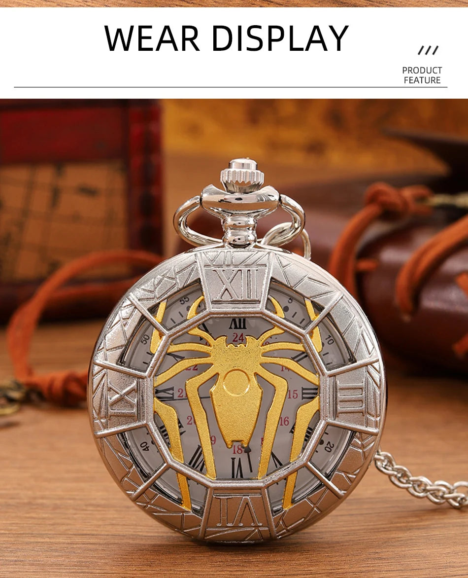 Fashion New Vintage Relief Carved And Hollowed Out Roman Flip Style Pocket Watch On Chain Pendant Clock Chain Mens Women