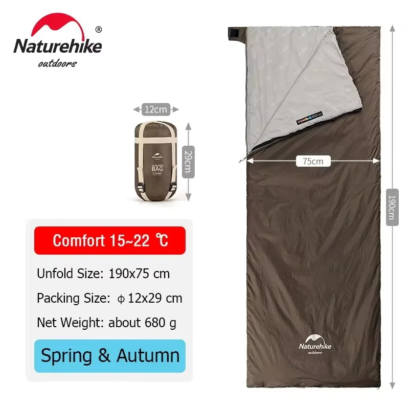 Naturehike Sleeping Bag LW180 Ultralight Cotton Sleeping Bag Waterproof Hiking Sleeping Bag Summer Outdoor Camping Sleeping Bag
