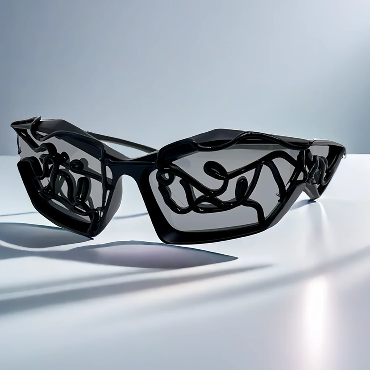 Personalized lines Trendy Y2K Futuristic Sunglass women Fashion Cool Cat Eye Sun Glasses for Men lentes de sol mujer