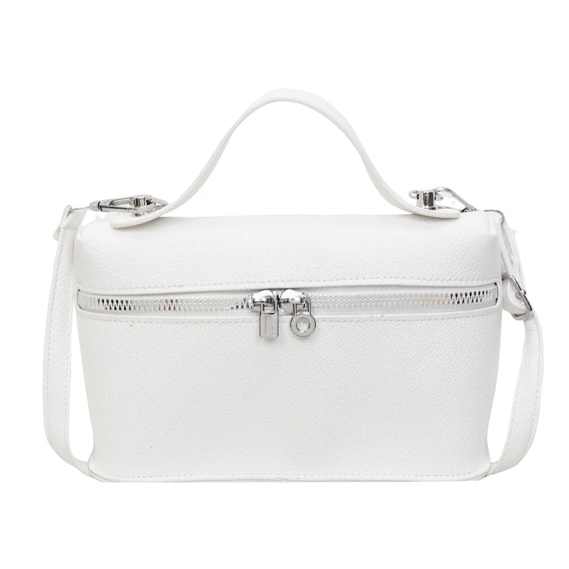 Fashionable Light Luxury Solid Color Box Bag Litchi Pattern Portable Carrying Crossbody Bag Daily Commuting Versatile Square Bag