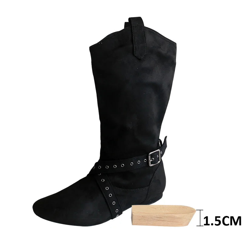 Customized Heel Practice Boots Half Boots Line Dance Boots Soft Suede Bottom Ballroom Party Dance Shoes Black Boots Dancing