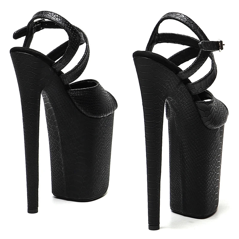 Leecabe 23CM/9inches Snake PU Upper Fashion Trend Exotic Sexy Romantic Platform Sexy High Heels Sandals Pole Dance Shoes