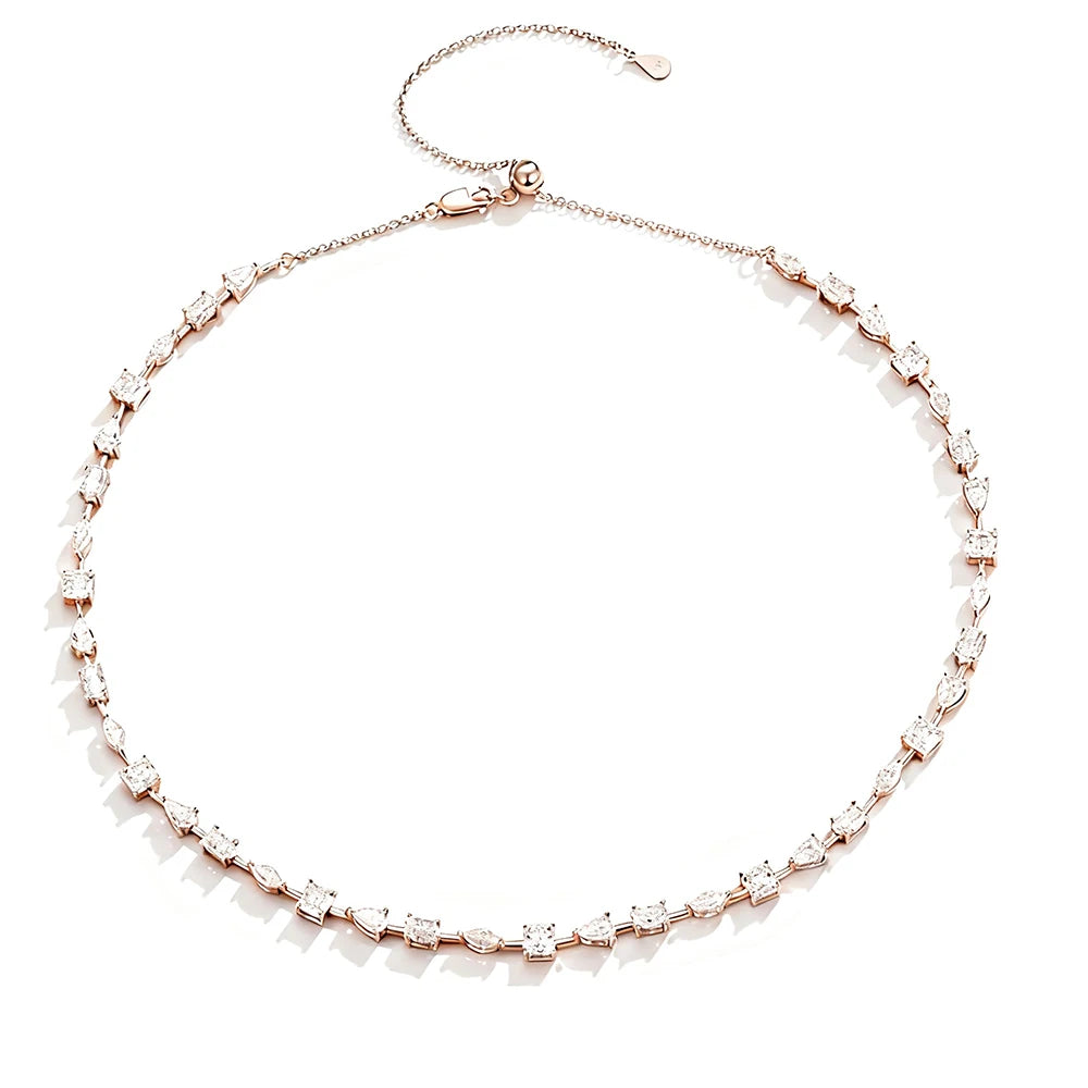Certified Moissanite Tennis Necklace for Women Marquise/Oval/Pear Cut Lab Diamond S925 Silver Chokers Necklaces Wedding Jewelry