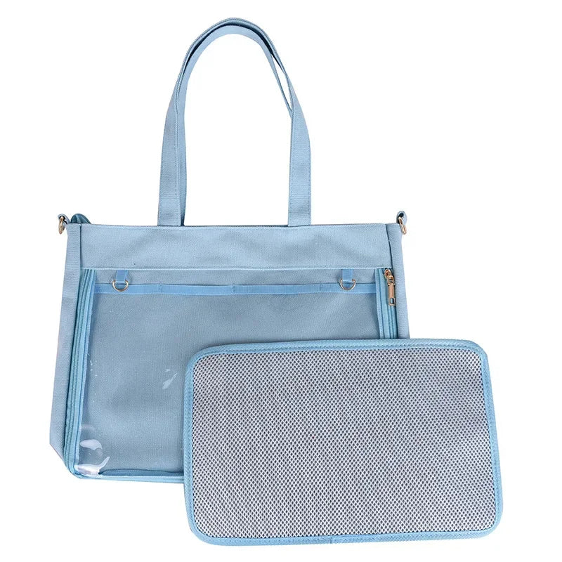 Big Ita Bag Black with Insert Japanese Cute Clear Women Double Straps Girls Kawaii Transparent Shoulder Bag Purses and Handbags