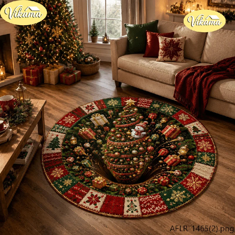 New Year's Christmas Tree Decorative Rug, Soft and Comfortable Living Room Fireplace Carpet, Bedroom Floor Mat, Home Decor