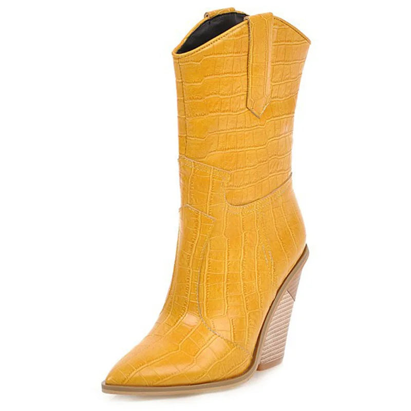 Fish Scales Pattern Leather Boots Women Custom Pointed Toe Thick High Heel Ladies Ankle Boots Fashion Dress Shoes Women WSH3463