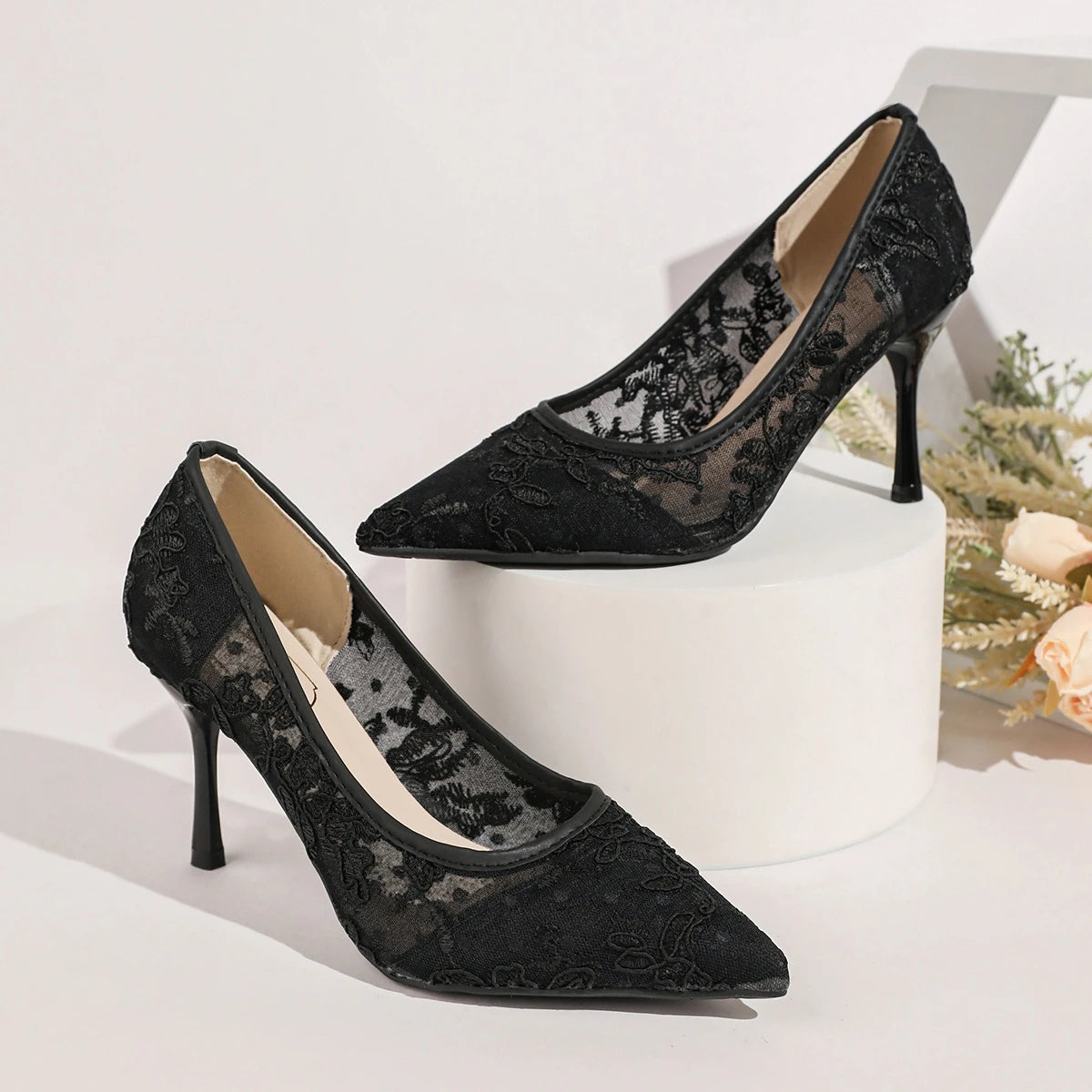 Luxury Embroidery Lace Super High Heel Pumps Women Summer 2026 Elegant Pointed Toe Stilettos Pumps Woman's Party Dress Shoes