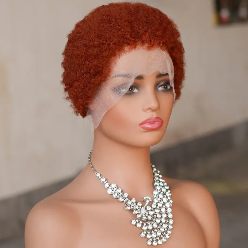 13x4 Lace Frontal Human Hair Pixie Wigs Brazilian Afro Kinky Virgin Remy Curly Afro Wig High Quality Comfortable Soft Natural