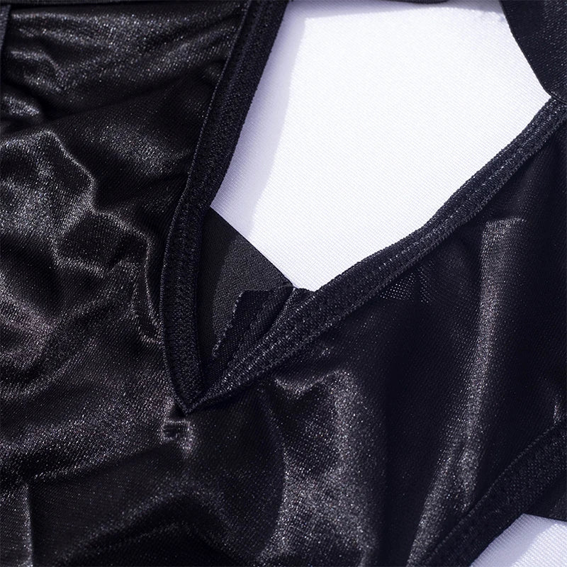 See Through Black Porn Bandage Hot Sensual Body Sexy Lingerie Bodysuit Women Halter Hollow Out Open Bra Thong Exotic Clothing