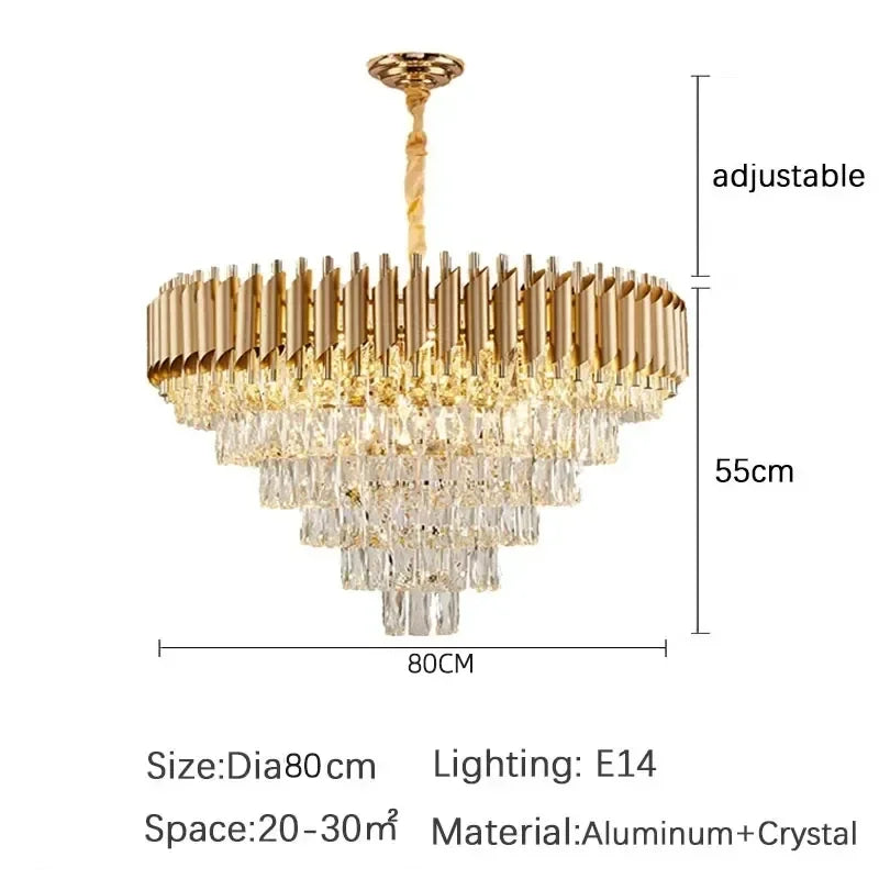 Luxury Crystal Pendant Lamp Modern Villa Living Room Lights Lustre Home Interior Decoration Dining Table Loft Ceiling Chandelier