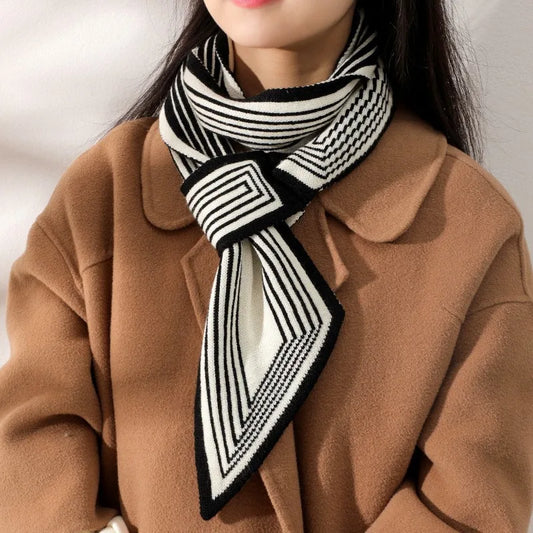 New Knitted Thousand Bird Grid Scarf Autumn and Winter Women's Korean Edition Versatile Warm Decoration Neck Protection Scarf