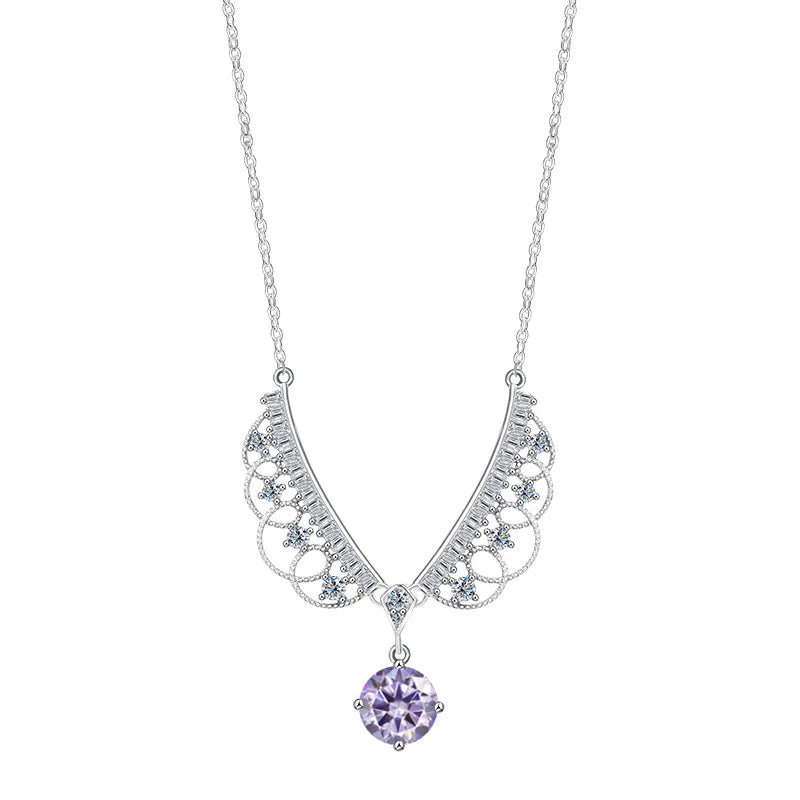TY 925 Sterling Silver Moissanite Lace Necklace Women D-Color Moissanite Brand Necklace 1Carat Lab Moissanite Luxury Jewelry