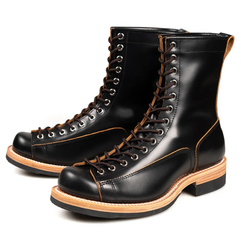 Motorcycle Boots Waterproof Genuine Leather High-quality Off-Road Moto Boot Motorbike Higth-Top Shoes Botas De Motociclista Men