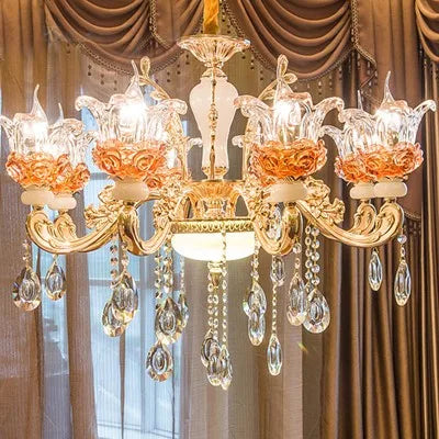 Luxury Living Room Chandelier Crystals Glass Hall Main Pendant Lamps Restaurant Bedroom French Creative Hanging Light Luminaire