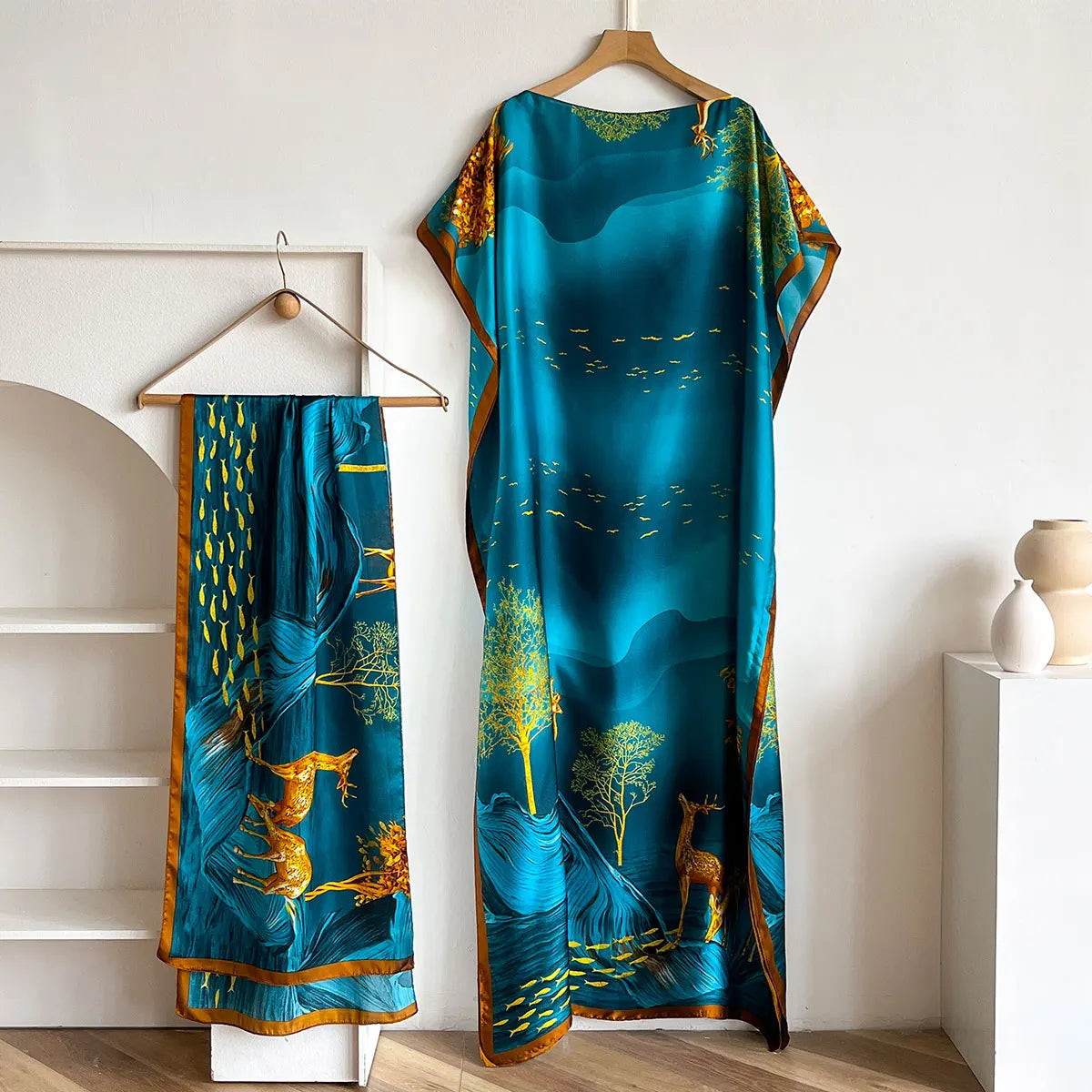 New 2025 Dubai Abaya For Women Summer Short Sleeve Cotton Dress Gold Stamping Loose Lady Maxi Islam African Dress With Big Scarf