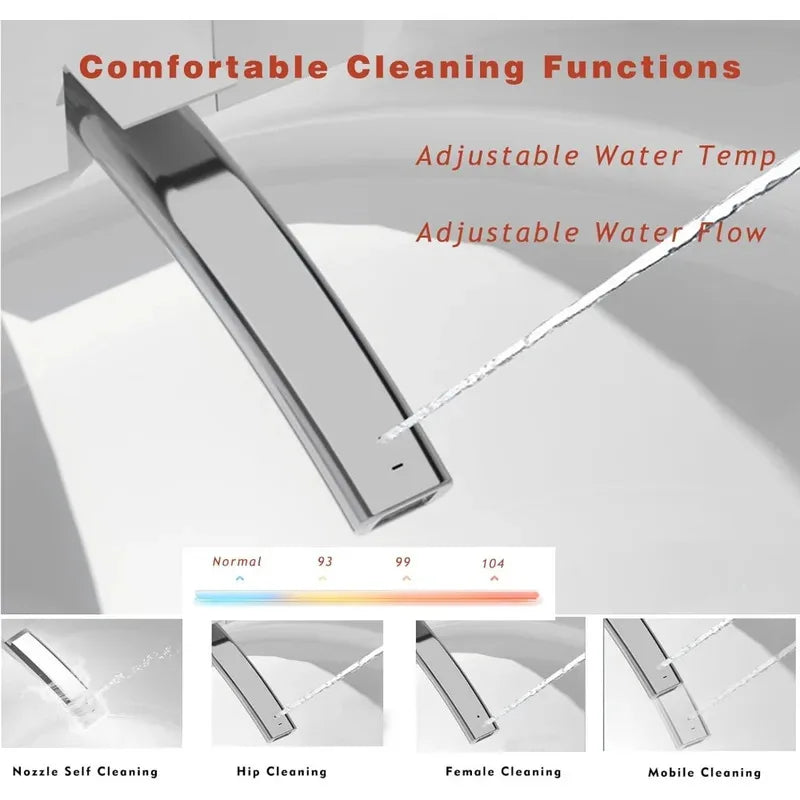 Luxury Smart Toilet With Bidet Seat, Elongated Egg Shaped Modern Design, Auto Open Auto Flush, Adjusted Heated Seat, Warm Water