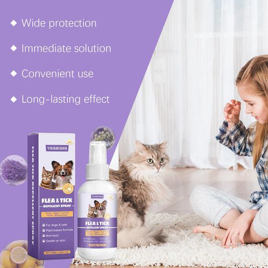 Pet Flea Tick Repellent Spray Waterproof Fur Clean Relieve Skin Itching Remove Mite Lice Dogs Cats External Insect Spray 50ml