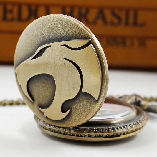Quartz Pocket Watch Anime Cool Style Black Boy Gift Wolf Figure Necklace Pendant Pocket Watch