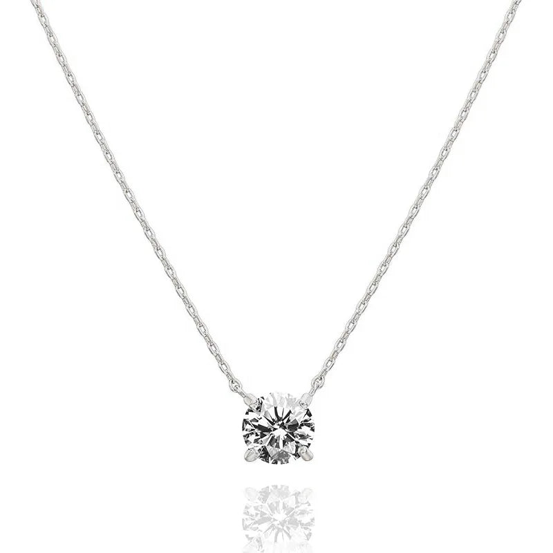 Lnngy 14K Gold Filled Solitaire 4mm/5mm Moissanite Pendant Necklace D Color Sparkling Classic Lab Diamond Necklaces For Women