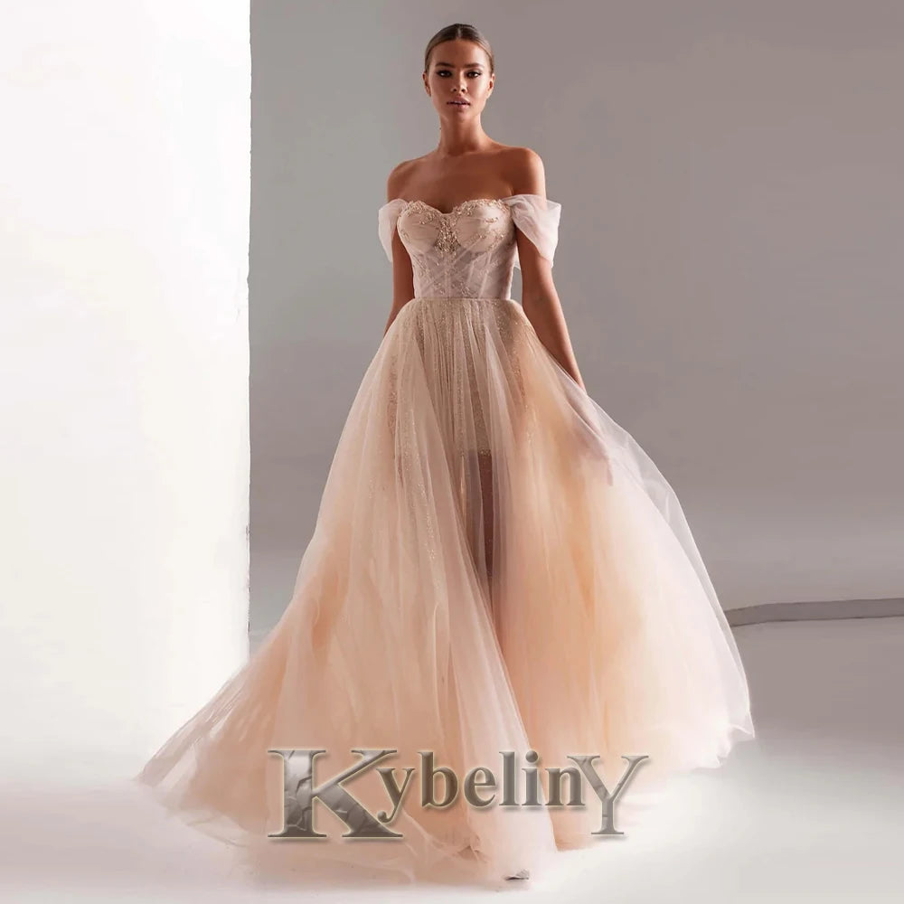 Kybeliny Fashionable Graduation Dresses for Woman High Neck Beadings Appliquse Trumpet Floor Length Pleat De Gala Customized