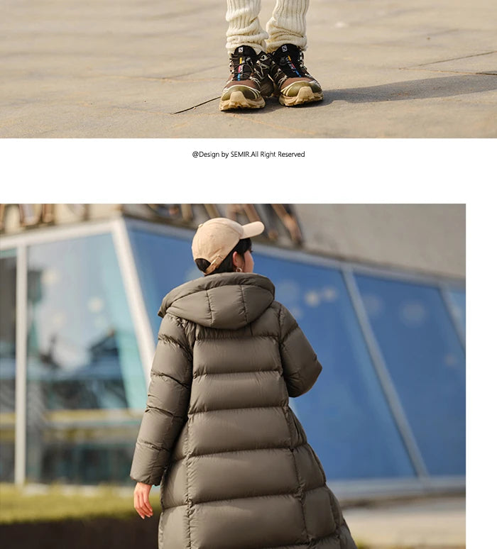 Semir Down Jacket Women Long Length Waterproof Coat 2026 Fashion Winter New Loose Hooded Coat Simple Down Jacket Woman