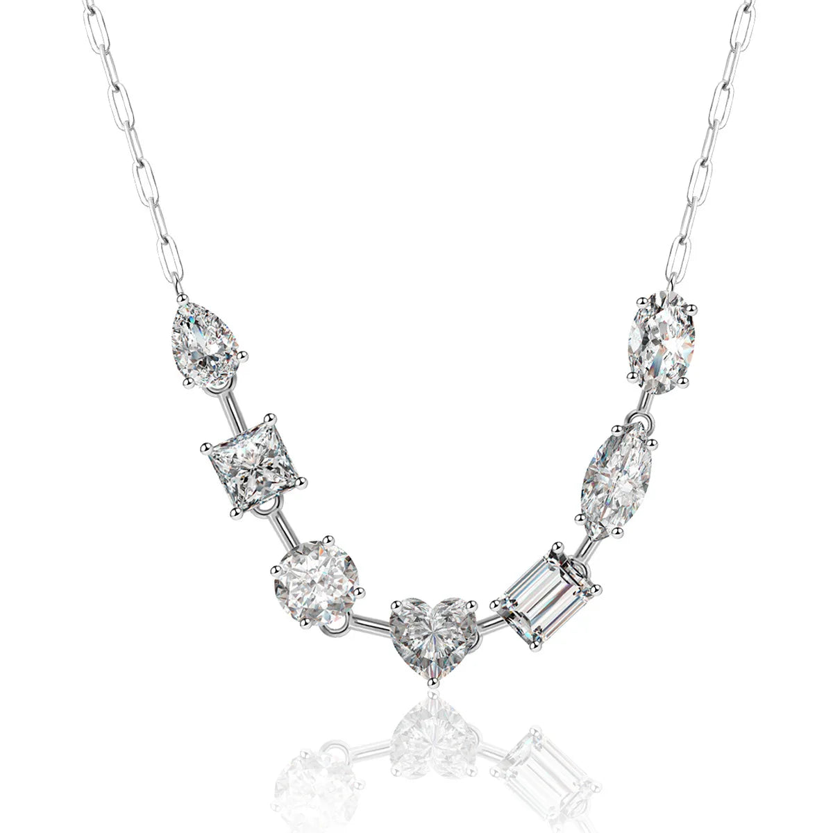 Emerald Heart Pear Princess Oval Marquise Moissanite Diamond Necklace For Women S925 Silver Jewelry Women's Moissanite Necklace
