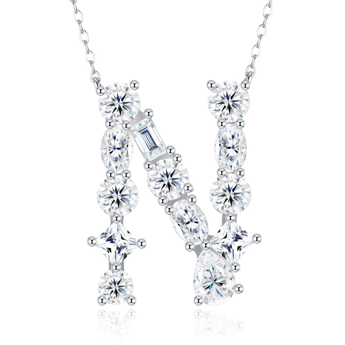 Fashion 26 Letter Man Women's Moissanite Custom Name Necklace 925 Sterling Silver Moissanite Diamond Pendant Necklace Gift