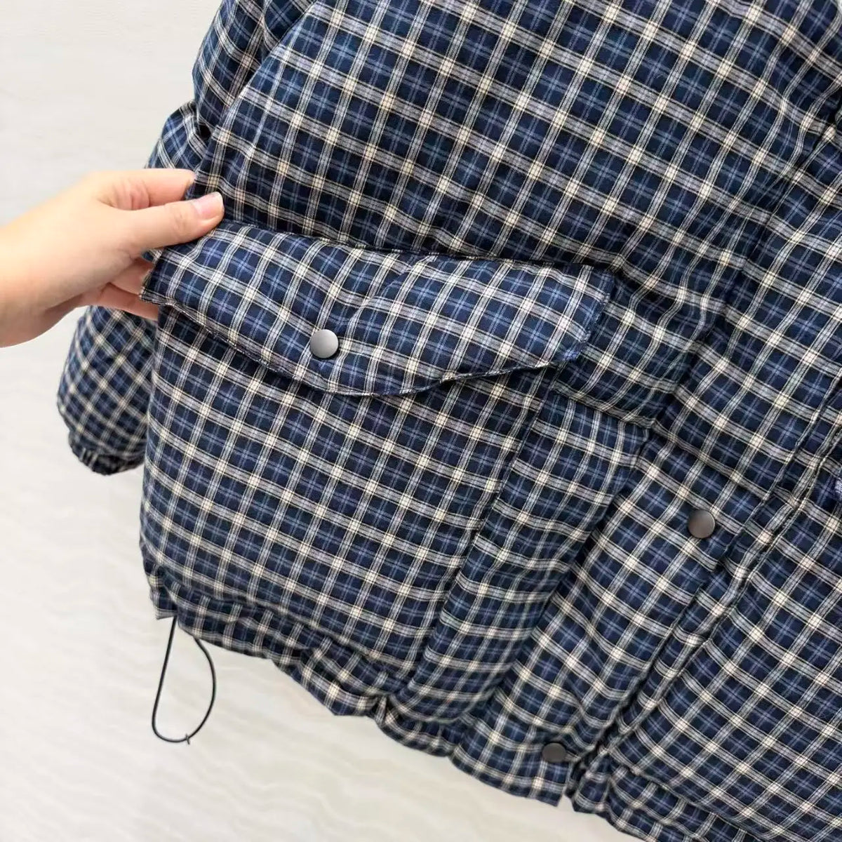 Women's autumn and winter plaid double-sided wearable stand up collar short goose down jacket, new casual jacket