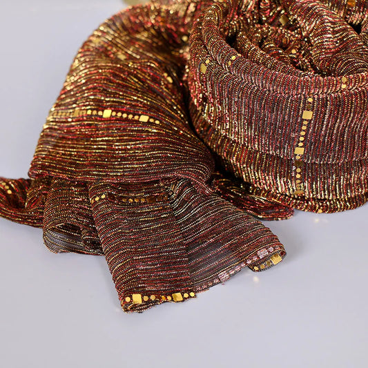 Thin Glitter Scarf Summer Elegant Lightweight Elastic Shawl For Women Fashion Sparkly Sequined Party Shawls 180*65cm