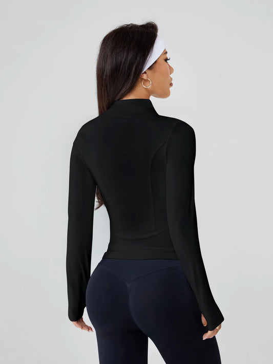 Women's Long-Sleeve Fitted Athletic Jacket for Spring & Fall - Ideal for Running, Gym Workouts & Yoga