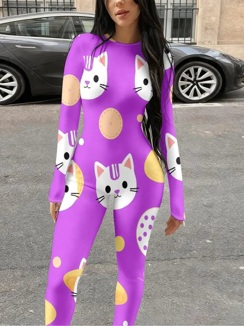Long body jumpsuit with high elasticity and a slim fit for women's casual outerwear